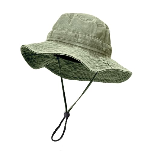 Men's Bucket Hat Camo Outdoor Sun Protection, Breathable Quick-Dry Fishing Gardening Hiking Hat ,UPF50+ Cotton Wide Brim - color: Green