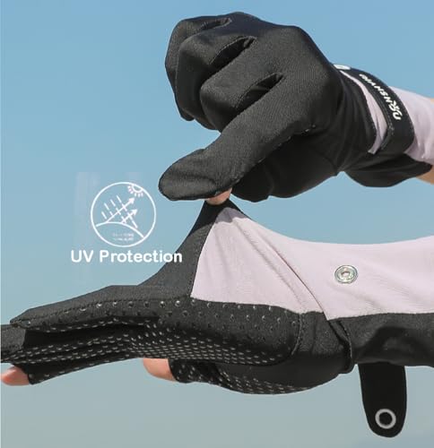 Eohak Women UV Sun Protection Gloves Full Finger Touchscreen Gloves Summer Outdoor Cyling Driving Gloves - color: Black