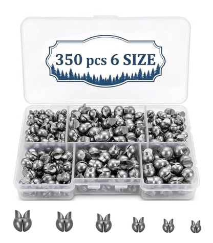 200/350 Pcs Premium Split Shot Fishing Weights Sinkers, Removable Leakproof Fly Fishing Split Shot for Freshwater & Saltwater， Bass Trout Circular Accessories - 5/6 Sizes - size: 350/6 Size Duck