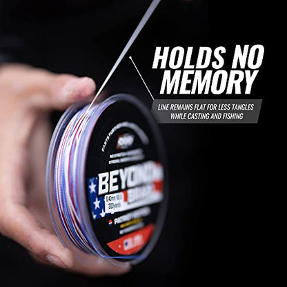 Beyond Braid Braided Fishing Line -Super Strong - Abrasion Resistant - No Stretch -Blue Camo, Moss Camo, White, Green, Pink, Blue, 4 Strand 8 Strand - color: Green 8X - No Fade, size: 20LB (150 Yards)