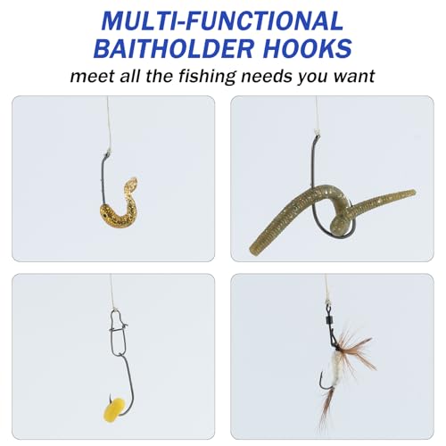 Dr.Fish 100 Pack Baitholder Hooks Freshwater Fishing Hooks, Down Eye, Offset, Walleye/Trout/Crappie/Panfish/Bluegill Saltwater Fishing - size: #6-100 Pack