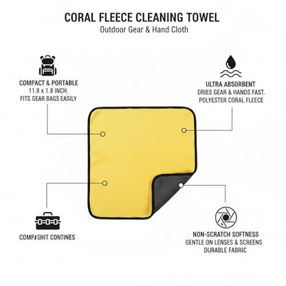 Polyester Cleaning Cloth, Absorbent Towel for Fishing Gear and Hands, 11.8 x 11.8 Inches - color: Yellow