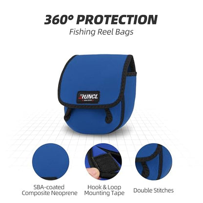 RUNCL Spinning Reel Bag – Protective Storage Pouch for Baitcasting Reels & Spinning Reels, Lightweight & Durable, Ideal for Freshwater & Saltwater Fishing Trips (Blue & Black) - color: S-Blue & Black