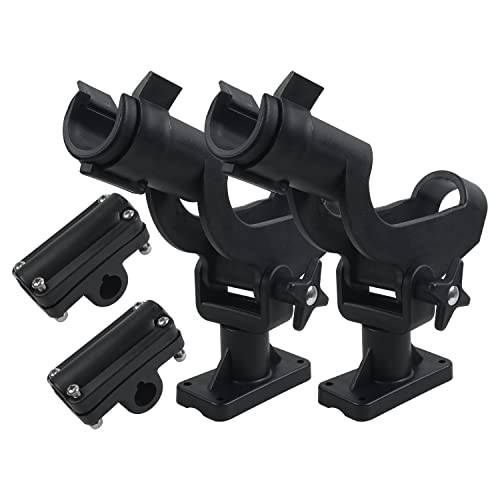 Fishing Rod Holder for Boat Adjustable 360° Rotation Hands-Free Fishing Pole Rod Racks No-Drill Rail Mount Rod Holders for Multi-Rod Setup Kayak, Pontoon, Boat Fishing - color: RH50 Multi-Positional Mounting 2pcs
