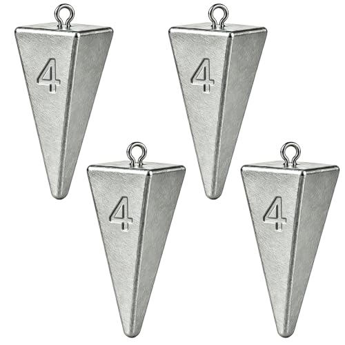 Pyramid Sinkers Fishing Weights, Saltwater Fishing Sinkers for Surf Fishing Gear Tackle - 1oz, 2oz, 3oz - style: 4oz-4pcs