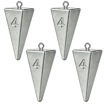 Pyramid Sinkers Fishing Weights, Saltwater Fishing Sinkers for Surf Fishing Gear Tackle - 1oz, 2oz, 3oz - style: 4oz-4pcs