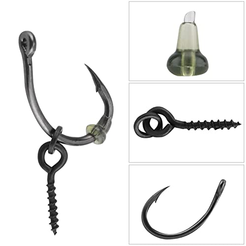 30Pcs Carp Fishing, Carp Hooks, Carp Fishing Rig Hook Bait Stoppers Bait Screws Terminal Tackle