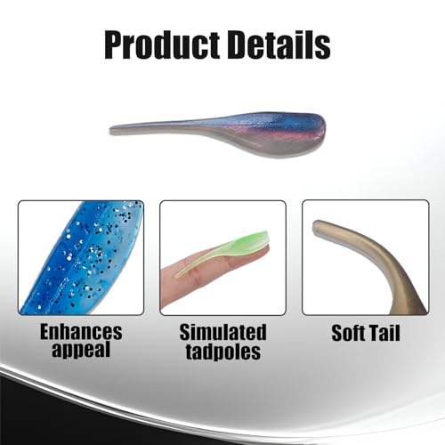 Crappie Lures Soft Plastic Baits Fishing Lures FS/RE-02 | Natural swimming action, soft plastic, 10 condition-matched colors, bulk pack for crappie bass catfish - style: 100pcs