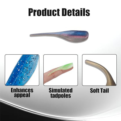 Crappie Lures Soft Plastic Baits Fishing Lures FS/RE-02 | Natural swimming action, soft plastic, 10 condition-matched colors, bulk pack for crappie bass catfish - style: 100pcs