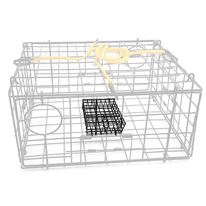 Vinyl-Coated Wire Crab Bait Cages for Heavy Duty Crab Trap Pot, Cage Box 6"x6"x3" - style: BK-1