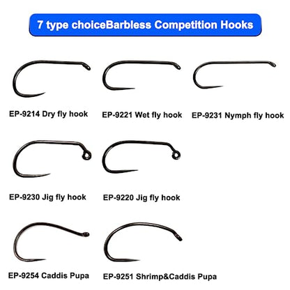 Eupheng 100pcs Plus Best Barbless Competition Fly Fishing Hook Collection, Dry Nymph Strimp&Pupa, Pupa jig Fly Hooks High Carbon Competition Hook - color: Jig Fly Hook Circle Point EP-9230, size: 12#