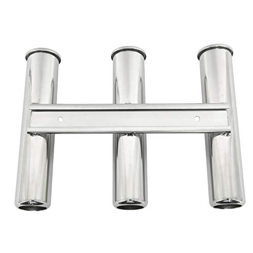 DasMarine 2 Pack 316 Stainless Steel Wall Side Mounted Rod Holder 3 Rod Rack Fishing Rod Pod for Marine Yacht RV