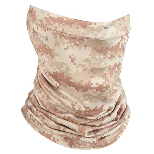 UPF 50+ Fishing Neck Gaiter - UV Face Mask Sun Protection for Men Women | Moisture-Wicking, Quick-Drying, Built-in SPF, UVA/UVB Blocking, Hunting Camo Design, Versatile Headwear - color: Digital Sand Camo