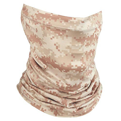 UPF 50+ Fishing Neck Gaiter - UV Face Mask Sun Protection for Men Women | Moisture-Wicking, Quick-Drying, Built-in SPF, UVA/UVB Blocking, Hunting Camo Design, Versatile Headwear - color: Digital Sand Camo
