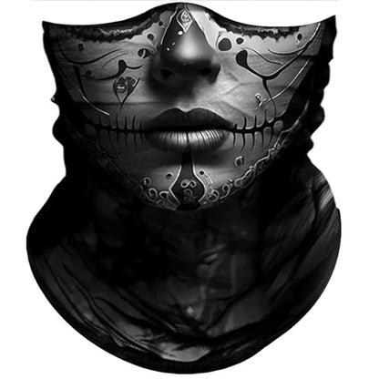 Obacle Skull Face Mask for Women Dust Wind Sun Protection Rave Festival Riding - color: Women Gray Face Nose Lips
