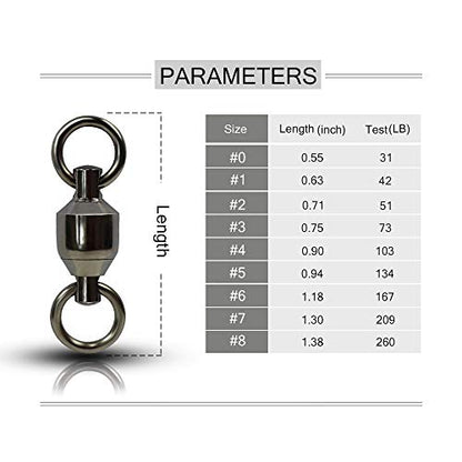 Fishing Barrel Swivels Saltwater Small Ball Bearing Swivel Heavy Duty Stainless Steel Swivels Freshwater Fish Tackle - size: Size1 (42lb) 40 Pack