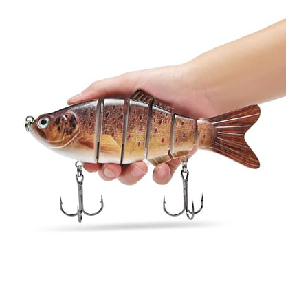 Large Multi Jointed Fishing Lures Bait,Big Giant Fishing Bass Lures,Crankbaits Swimbaits with Treble Hook - color: A8-7.87",4oz