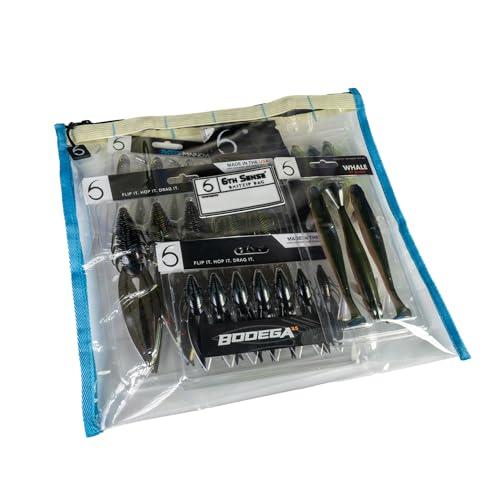 6th Sense BaitZip Pro Bags – Durable Clear Tackle Organizers with Gusseted Bottom & YKK Zippers (Sea Side, 15"x13") - color: Sea Side, size: 15"x13"