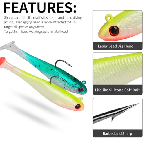 2.5in/0.21oz Swim Baits for Bass Fishing 6pcs Fishing Bait for Freshwater Saltwater Trout Lures Soft Plastic Baits - color: 2.5in0.2oz-A