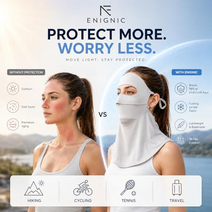 Face Cover for Sun Protection UPF 50+ UV Face Mask, UV Face Shield for Golf, Hiking Fishing & Outdoors Breathable - color: Light Grey