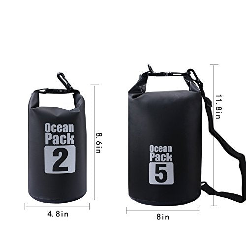 Dry Sack/Floating Waterproof Bag 2L/5L/10L/20L/30L for Boating, Kayaking, Hiking, Snowboarding, Camping, Rafting, Fishing and Backpacking - color: Black, size: 2L