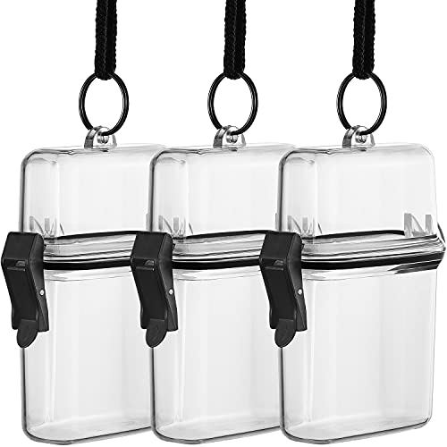 Outus 3 Pcs Waterproof ID Badge Holder Case with Waterproof Buckle 4.72 x 2.95 x 1.57 Inches Floating Sport Case Locker with Adjustable Hanging Rope Plastic Card Dry Box(Clear, Classic) - color: Clear, size: 4.72 x 2.95 x 1.57 Inch, style: Classic