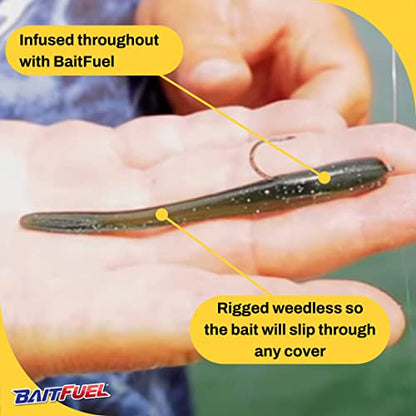 NetBait Crush Worm BaitFuel Infused Soft Worm | Finesse Drop Shot & Shaky Head Bait | 6 Inch, Whaat