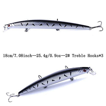 Jerk Baits for Bass Fishing, Jerkbait Fishing Lures, Minnow Lures Jerk Bait for Freshwater/Saltwater Fishing Lures for Trout Pike, 5pcs/10pcs with Box - color: L:7.08in/0.9oz/5pcs