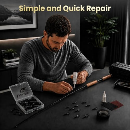 FishTrip Fishing Rod Eyelet Repair Kit 60Pcs/160Pcs Fishing Rod Repair Kit 12 Sizes Fishing Pole Ceramic Guides Rings Replacement Kit - color: A_60pcs