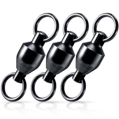 Alwonder 30-Pack Fishing Swivels Ball Bearing Swivels Fishing Tackle, High Strength Stainless Steel Solid Welded Rings Barrel Swivel Hook Line Connector with Black Nickel Coating Saltwater Freshwater - size: #3-130LB