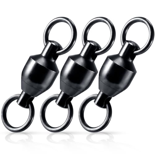 Alwonder 30-Pack Fishing Swivels Ball Bearing Swivels Fishing Tackle, High Strength Stainless Steel Solid Welded Rings Barrel Swivel Hook Line Connector with Black Nickel Coating Saltwater Freshwater - size: #0-33LB