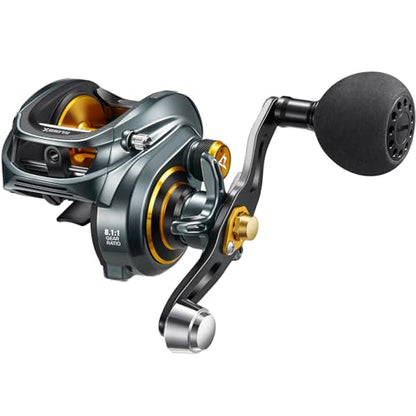 Piscifun Alinox 300 Baitcaster Fishing Reel,Aluminum Frame Baitcasting Reel, 33Lbs Max Drag, Freshwater & Saltwater Low Profile Casting Reel for Musky, Available in 6.6:1/8.1:1 Gear Ratio - color: Gray-8.1:1
