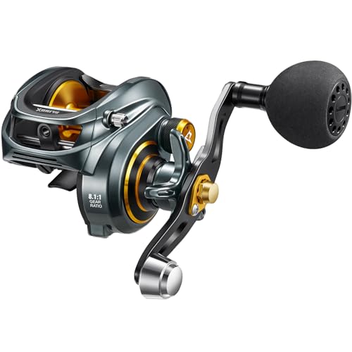 Piscifun Alinox 300 Baitcaster Fishing Reel,Aluminum Frame Baitcasting Reel, 33Lbs Max Drag, Freshwater & Saltwater Low Profile Casting Reel for Musky, Available in 6.6:1/8.1:1 Gear Ratio - color: Gray-8.1:1