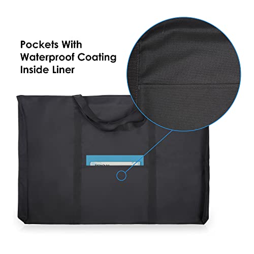 JJRING Dacron Light Weight Art Portfolio Tote Bag, 25'' x 37'' for 24'' x36'' Black Carrying Storage Case For Poster, Sketching, and Drawing - size: 24''*36''