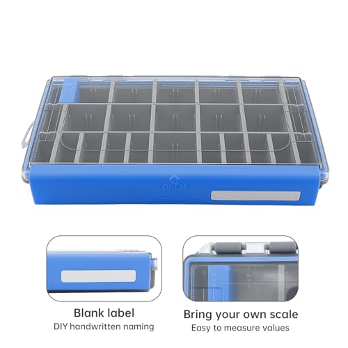 Conskyee Waterproof Fishing Tackle Box - 10.63"x7.08"x1.77" Portable Clear Storage Organizer with Removable Dividers, Small Blue Tackle Trays for Lures, Jigs, Terminal Tackle & Bait