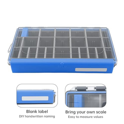 Conskyee Waterproof Fishing Tackle Box - 10.63"x7.08"x1.77" Portable Clear Storage Organizer with Removable Dividers, Small Blue Tackle Trays for Lures, Jigs, Terminal Tackle & Bait
