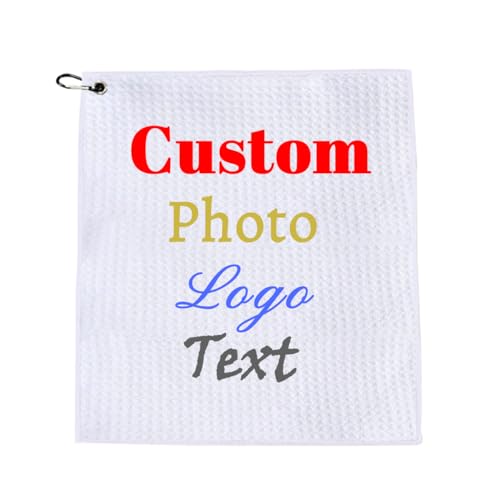 Custom Golf Towel Personalized Photo/Name/Text/Logo Design,16"x16" Microfiber Towels with Clip for Men Bulk 1 to 50 Pack,Create Your Own Picture Initial Fun Golf Club Towels,Birthday Gift for Papa Dad - size: 15.7-inch x 15.7-inch