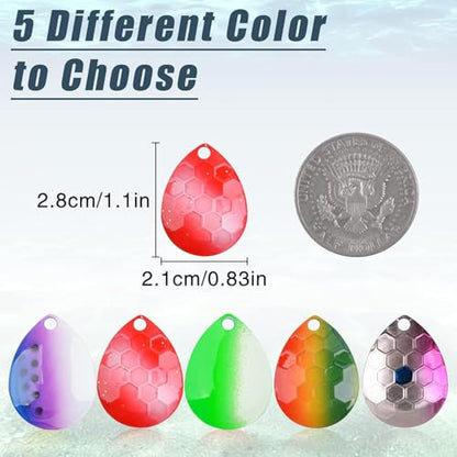 Walleye Rig Making Kit DIY Fishing Lure Spinner Making Kit Supplies Parts Crawler Harness Live Bait Rigs Colorado Blades Pompano Floats Clevis Beads Tackle Fishing - color: 45pcs Blade Spoon