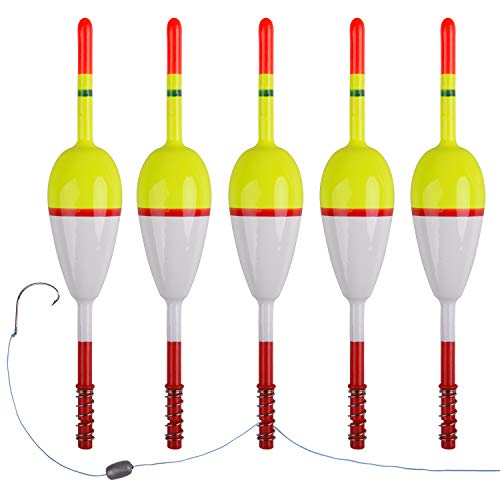 AGOOL Slip Bobbers Wood Fishing Floats and Bobbers Spring Bobbers Stick Slip Bobbers for Crappie Fishing Bobbers for Crappie Panfish Walleyes Trout Bass Fishing 5/10pcs - color: 1.97 x 0.91 x 5.63 inch - 5pcs