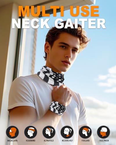 4Pack Neck Gaiter for Men Women Face Cover Mask Head Wrap Balaclava Headwear Bandana Headband Magic Scarf - color: A-bone Flag-3