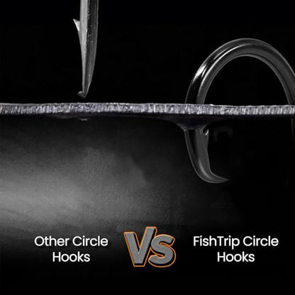 FishTrip 25pcs Circle Hooks Saltwater, in-Line 5X Strong Fishing Hooks for Saltwater & Freshwater, Live Bait Non-Offset Wide Gap Fish Hook for Catfish, Striped, Bass, Salmon, Mackerel, Tuna - size: 8/0_25pcs