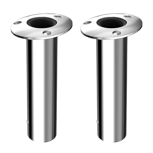 Fishing Rod Holder 2 Pack, 316 Stainless Steel 15/30/90 Degree Rod Holders for Fishing Boat, Flush Mount with Cap, Heavy Duty
