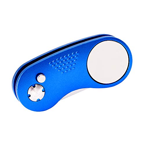 Mile High Life Microfiber Waffle Pattern Golf Towel | Club Groove Cleaner Brush | Foldable Divot Tool with Magnetic Ball Marker (Blue Towel/Brush/Curve Divot) - color: Blue Towel/Brush/Curve Divot