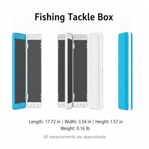Durable PP Plastic Fishing Tackle Box with Copper Wire Spools for Hook and Leader Line Storage - size: 17.72 x 3.54 x 1.57 in