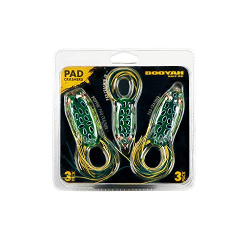 Booyah Pad Crasher 3-Pack Topwater Bass Fishing Hollow Body Frog Lure with Weedless Hooks - color: Leopard Frog
