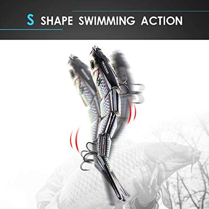 TRUSCEND Swimmax Easy Catch Fishing Lures with BKK Hooks, Wiggling, Vibrating, Rattling and Gurgling for More Bite, Heavy-Duty Dyneema Fiber Jointed Swimbaits for Bass, Trout, Walleye, Crappie, Pike - color: D4-6.8"-2.55oz