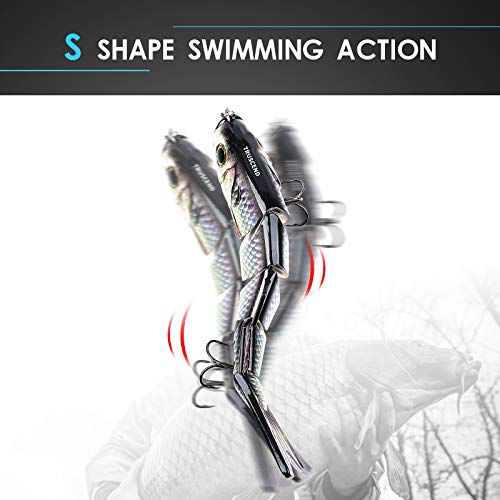 TRUSCEND Swimmax Easy Catch Fishing Lures with BKK Hooks, Wiggling, Vibrating, Rattling and Gurgling for More Bite, Heavy-Duty Dyneema Fiber Jointed Swimbaits for Bass, Trout, Walleye, Crappie, Pike - color: D4-6.8"-2.55oz