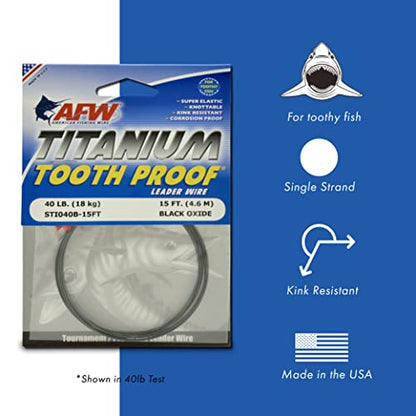 AFW Titanium Tooth Proof, Single Strand Leader Wire - size: 50 lb / .019"