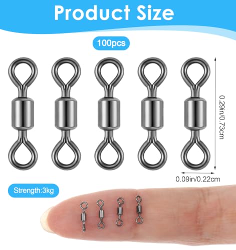 100 Pcs Fishing Barrel Swivels, Barrel Swivels Fishing Tackle for Saltwater