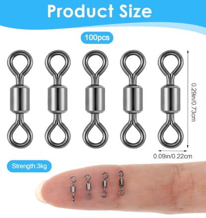 100 Pcs Fishing Barrel Swivels, Barrel Swivels Fishing Tackle for Saltwater